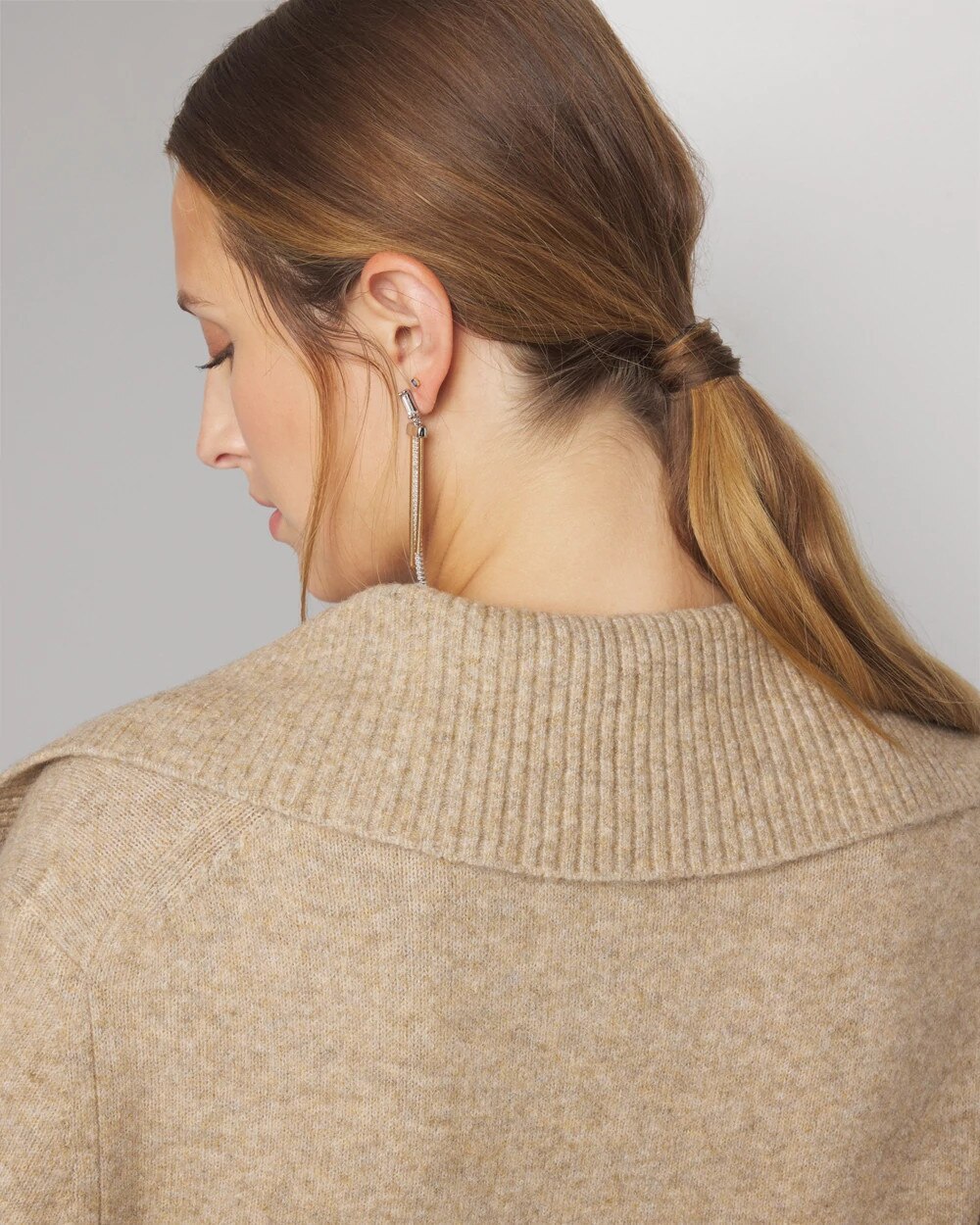 White House Black Market Pullover Sweater Knit In Heathered Chalet