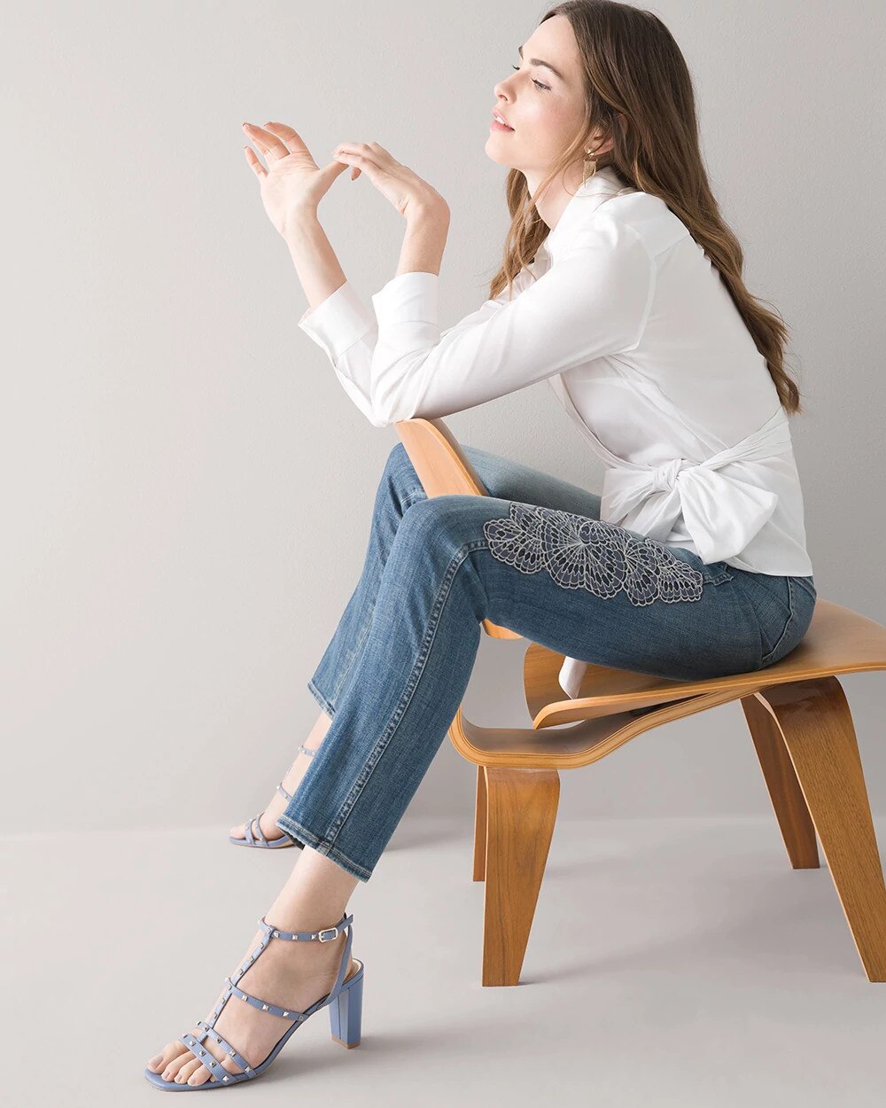 White house black sales market embroidered jeans