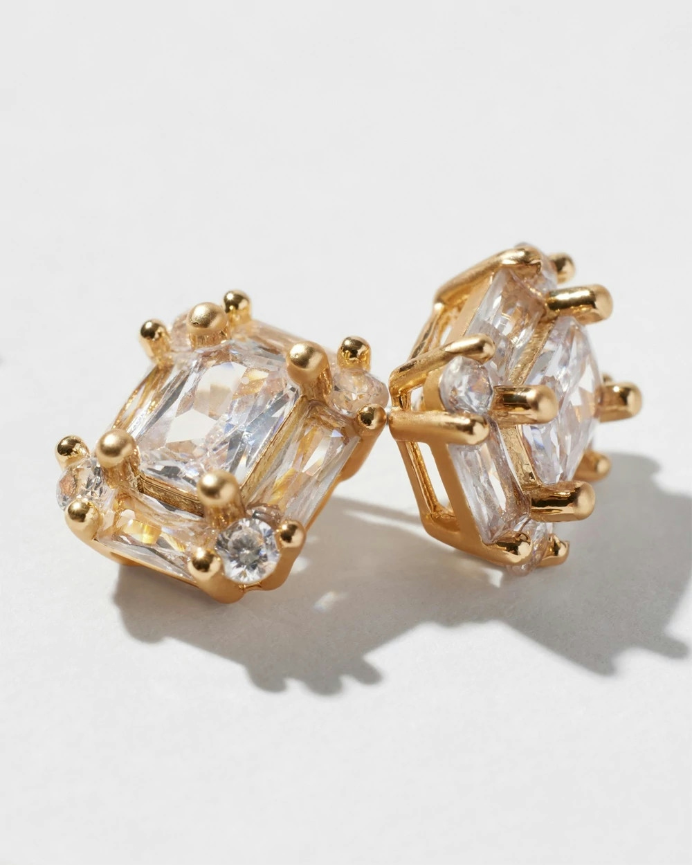 White House Black Market Goldtone Crystal Stud Earrings |