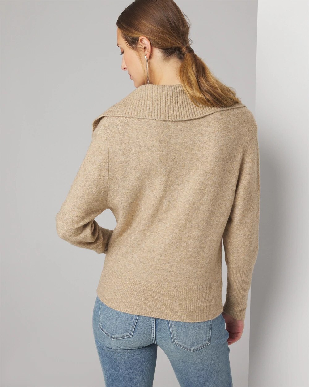 White House Black Market Pullover Sweater Knit In Heathered Chalet