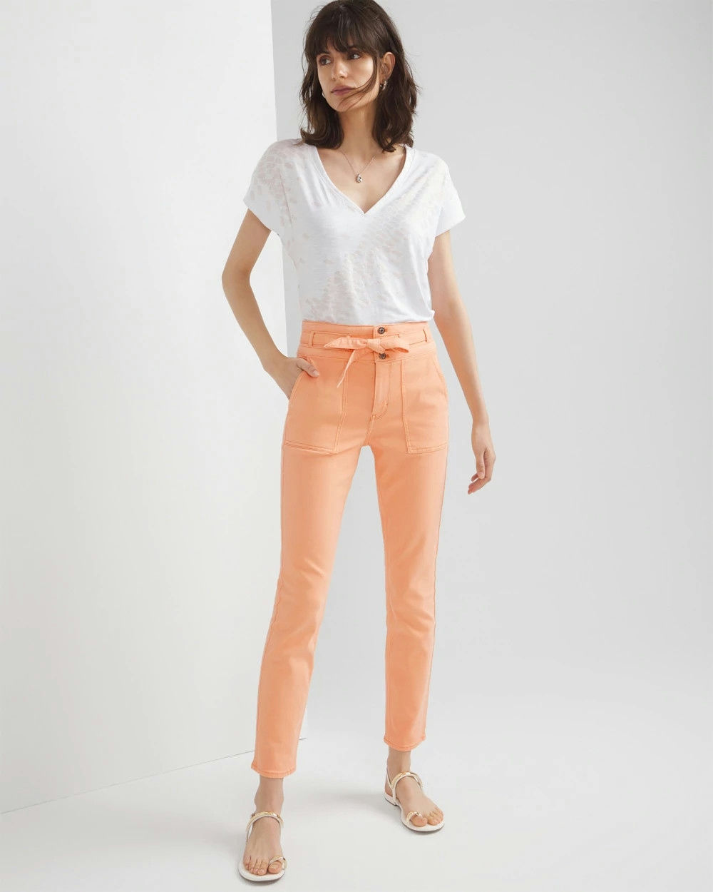 White House Black Market Extra High-rise Utility Slim Ankle Jeans In Pink