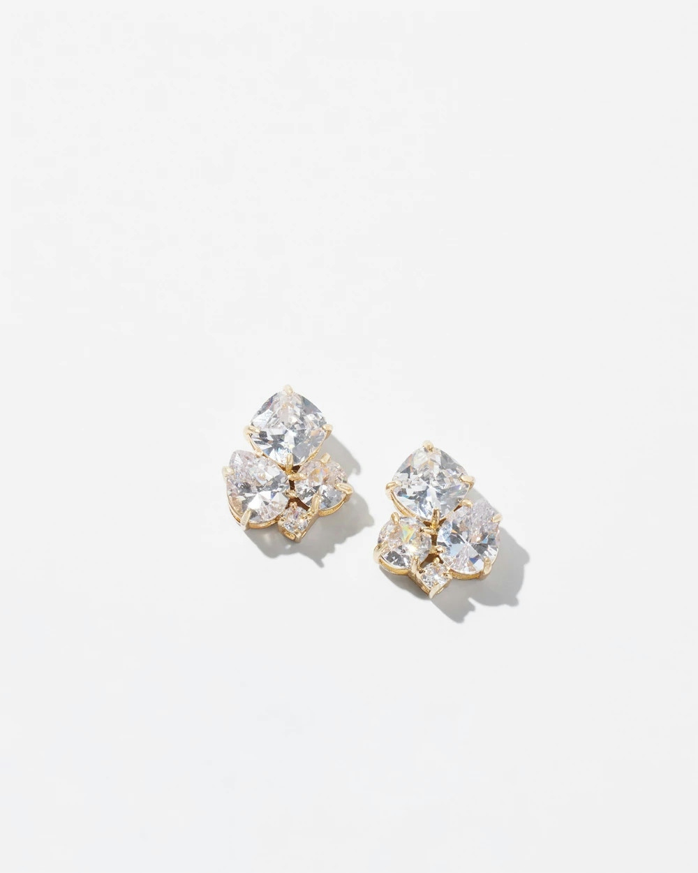 White House Black Market Gold And Crystal Cluster Stud Earrings |