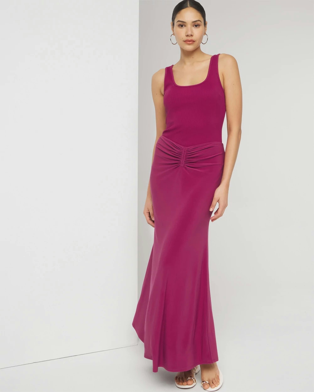 Shop White House Black Market Ruched Maxi Skirt In Fuchsia Pink
