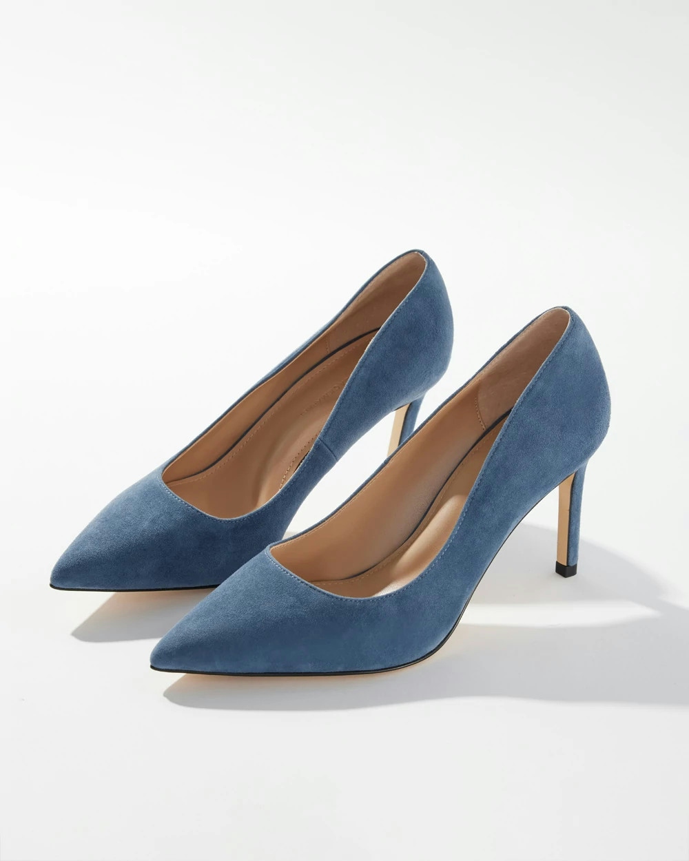 White House Black Market Suede Pumps In Light Navy