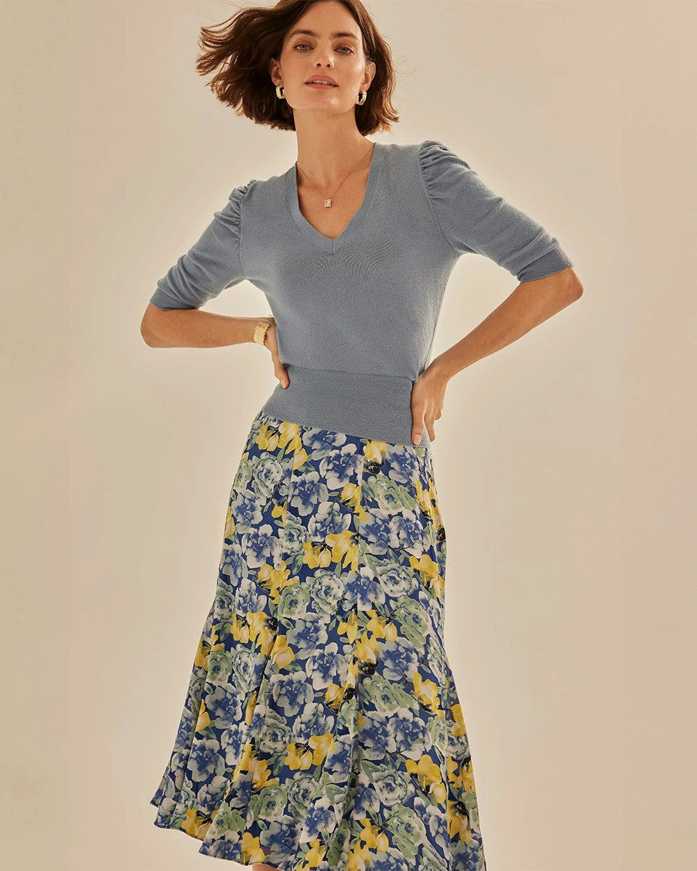Shop White House Black Market Silk Burnout Midi Skirt In Michelle Bo Midnit W/tart