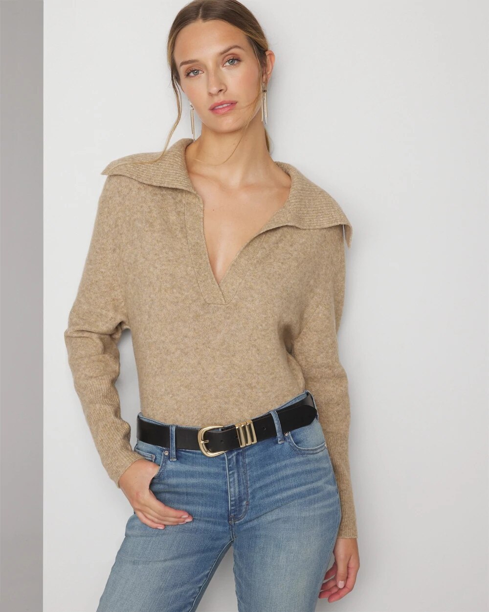 White House Black Market Pullover Sweater Knit In Heathered Chalet