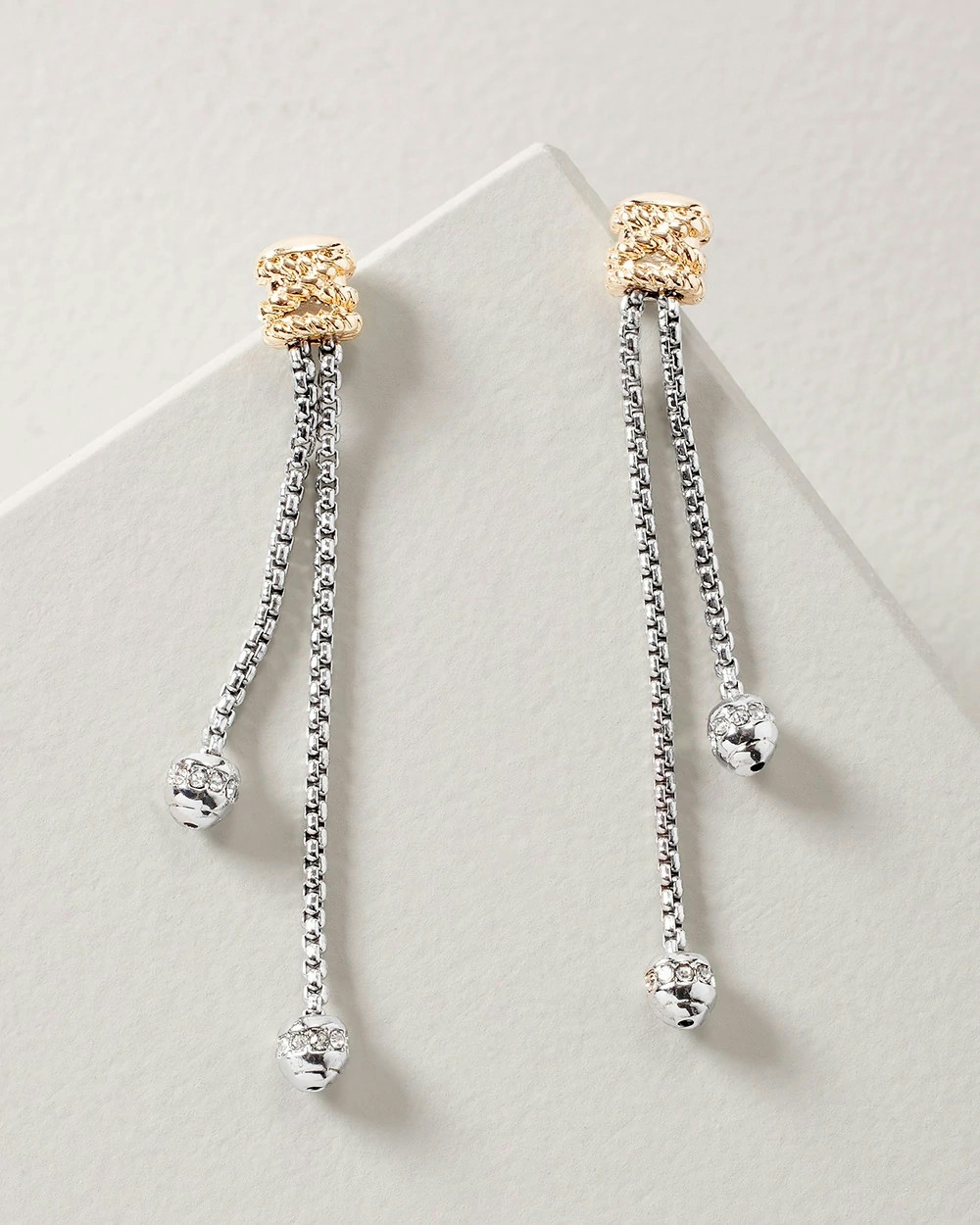 White House Black Market Mixed-metal Rope Linear Earrings |  In Silver