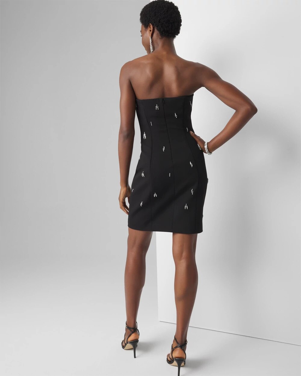 White House Black Market Petite Strapless Embellished Mini Dress In Black