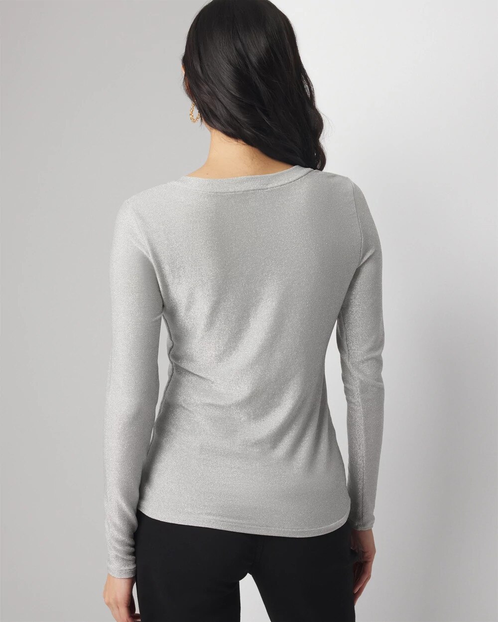 White House Black Market Sparkle Knit Top In Lunar Metallic