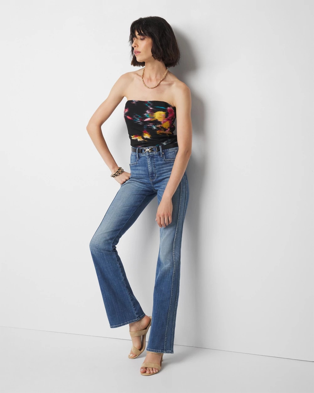 White House Black Market Petite High-rise Novelty Pocket Flare Jeans In Paradise Original