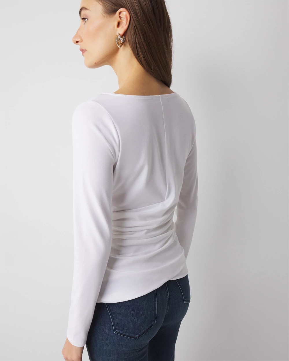 White House Black Market Wrap Front Crewneck Tee In White