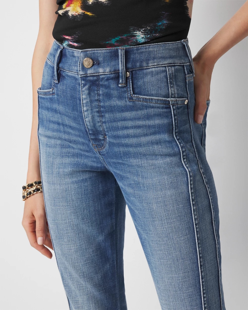 White House Black Market Petite High-rise Novelty Pocket Flare Jeans In Paradise Original