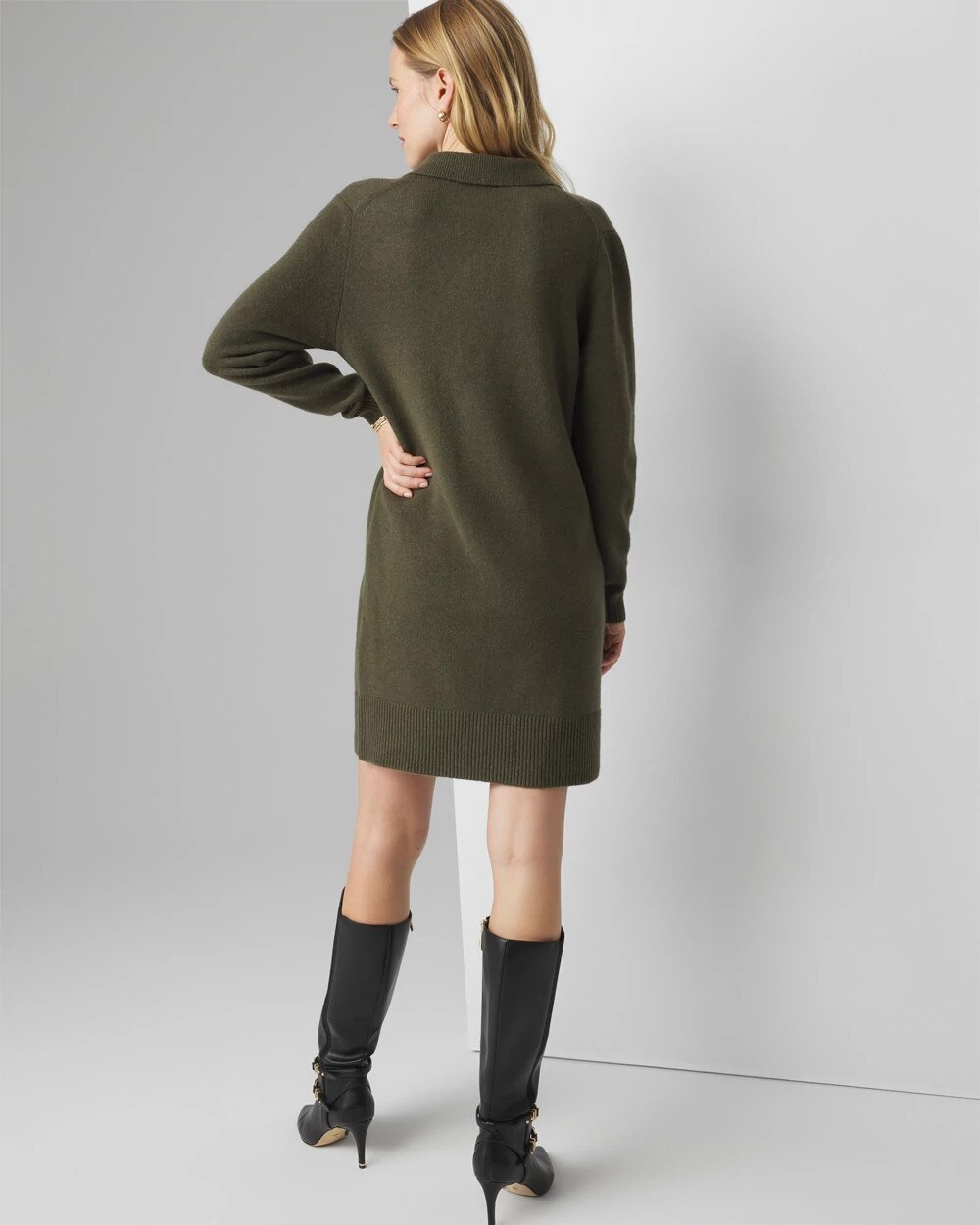 White House Black Market Petite Polo Sweater Dress In Heather Sergeant