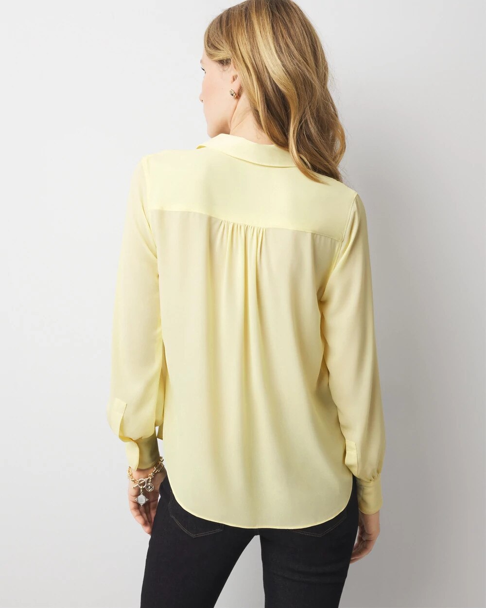 White House Black Market Soft Shirt With Piping In Lemon Spritz