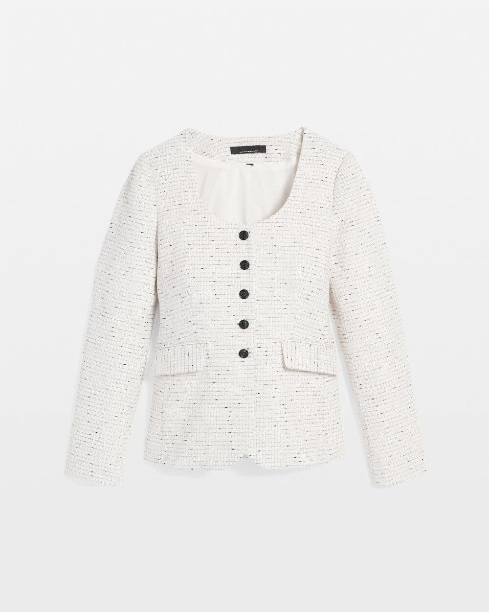 White House Black Market Scoop Neck Tweed Blazer In Multi