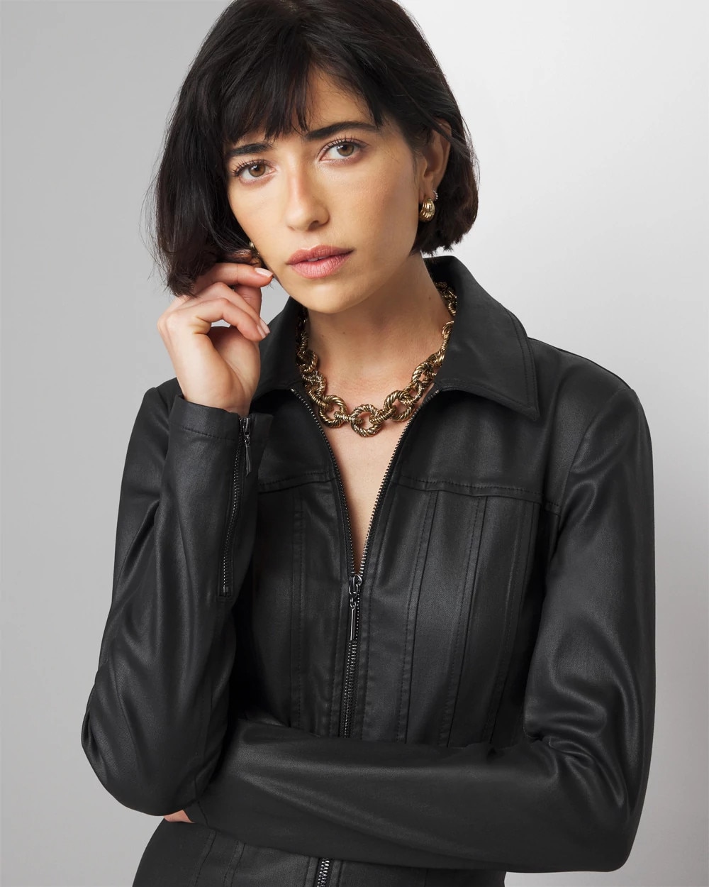 White House Black Market Coated Denim Dress In Vegas Coated Black