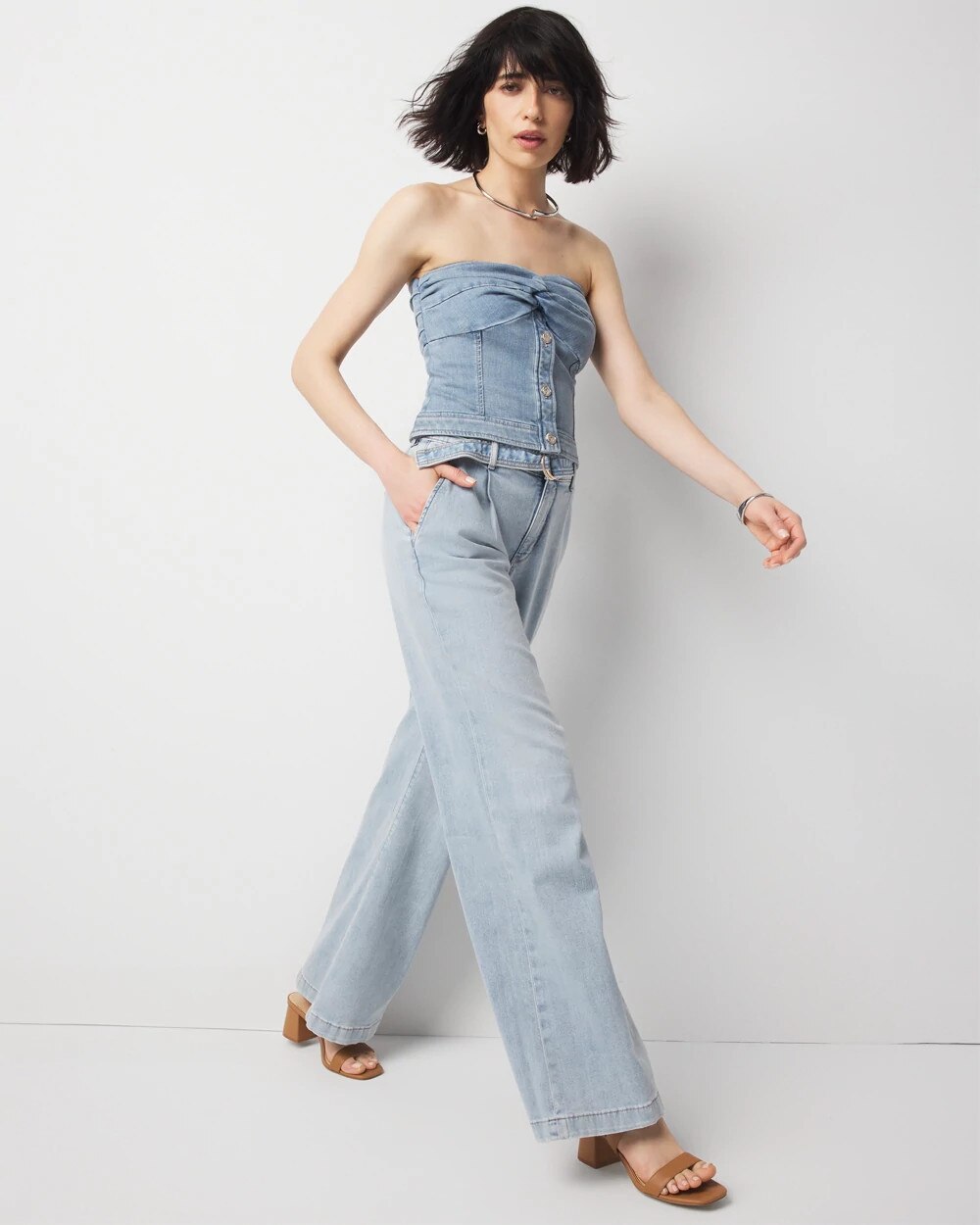 White House Black Market High-rise Pleated Trousers Jeans