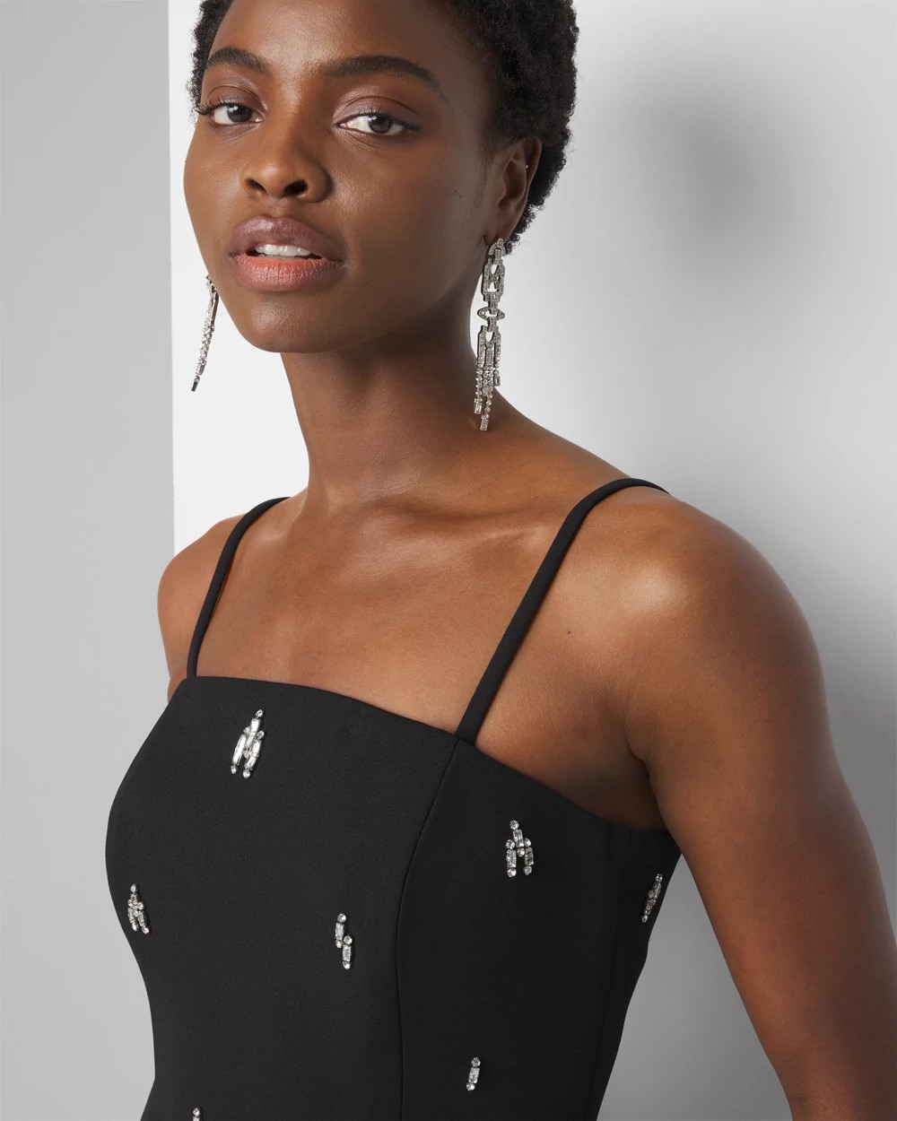 White House Black Market Petite Strapless Embellished Mini Dress In Black