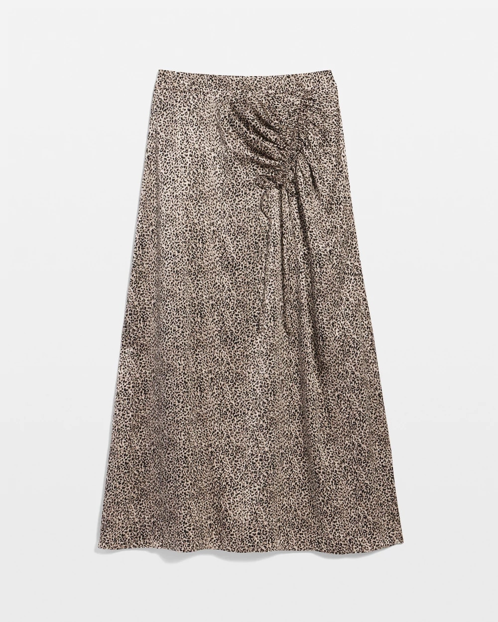 White House Black Market Petite Satin Leopard Cinched Skirt