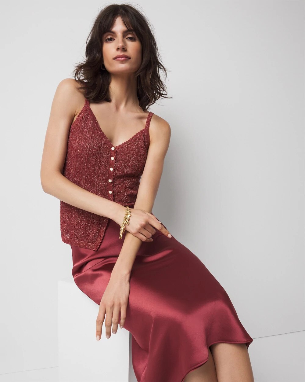 White House Black Market Satin Slip A-line Skirt ModeSens