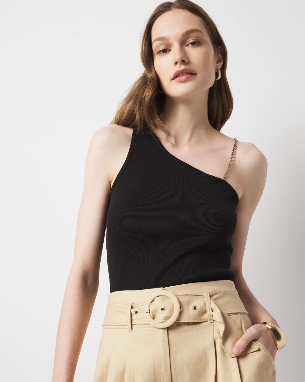 White House Black Market Chain Strap Ribbed Tank Top