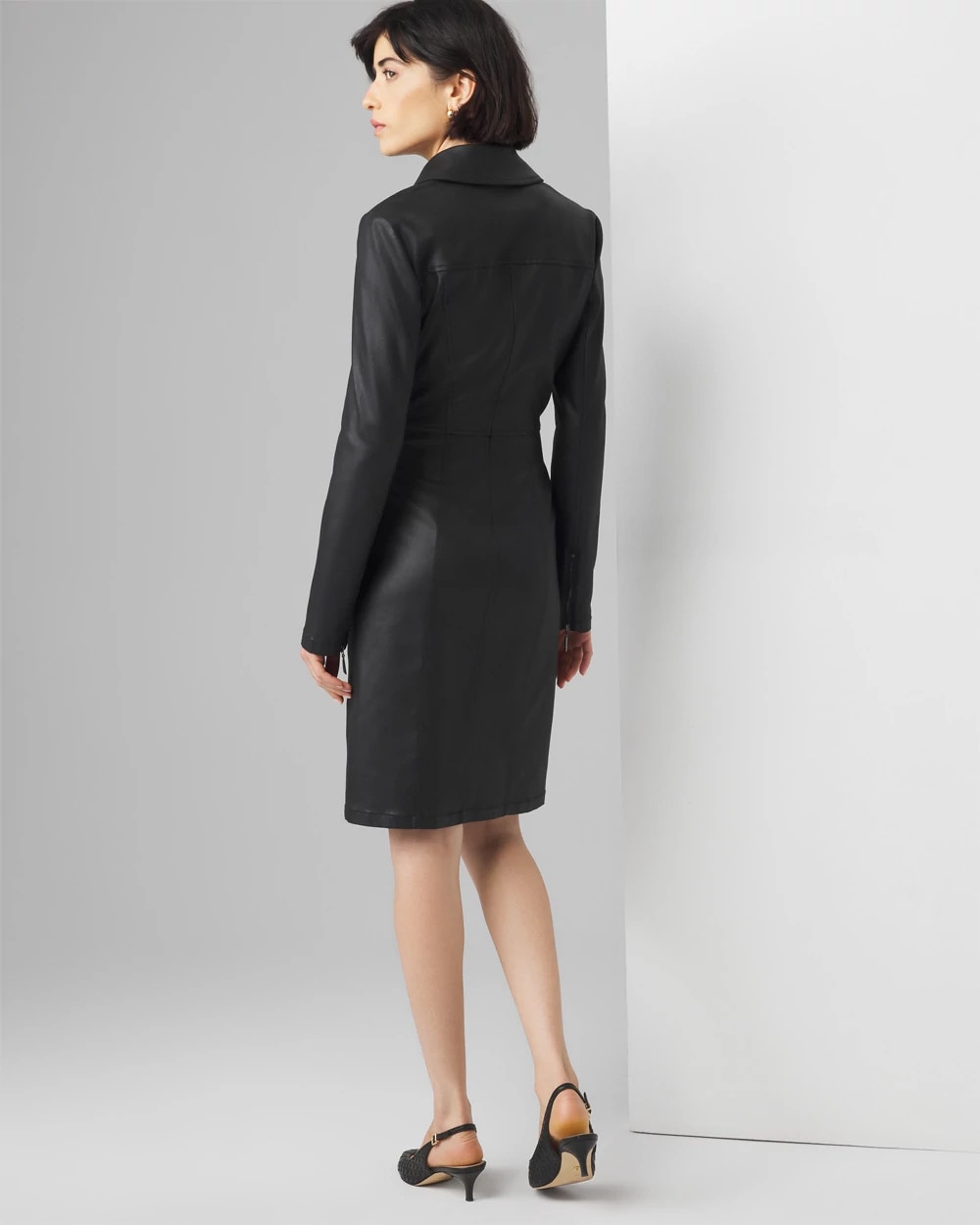 White House Black Market Coated Denim Dress In Vegas Coated Black