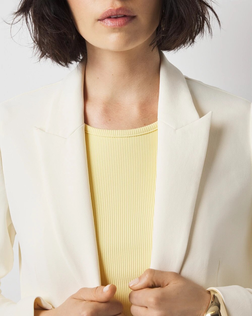 White House Black Market Open Front Blazer In Antique White