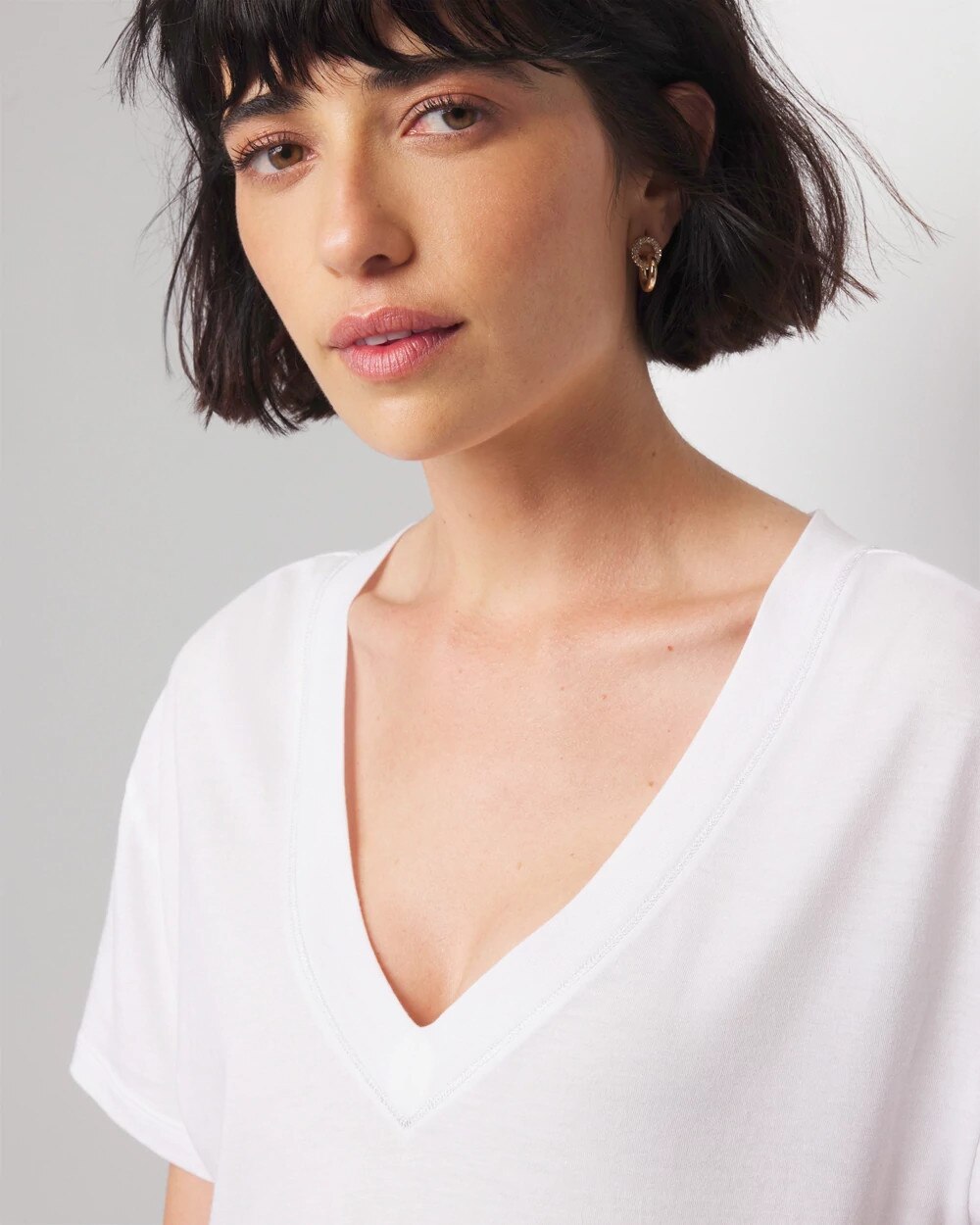 White House Black Market Cotton Modal High-rise Tee In White