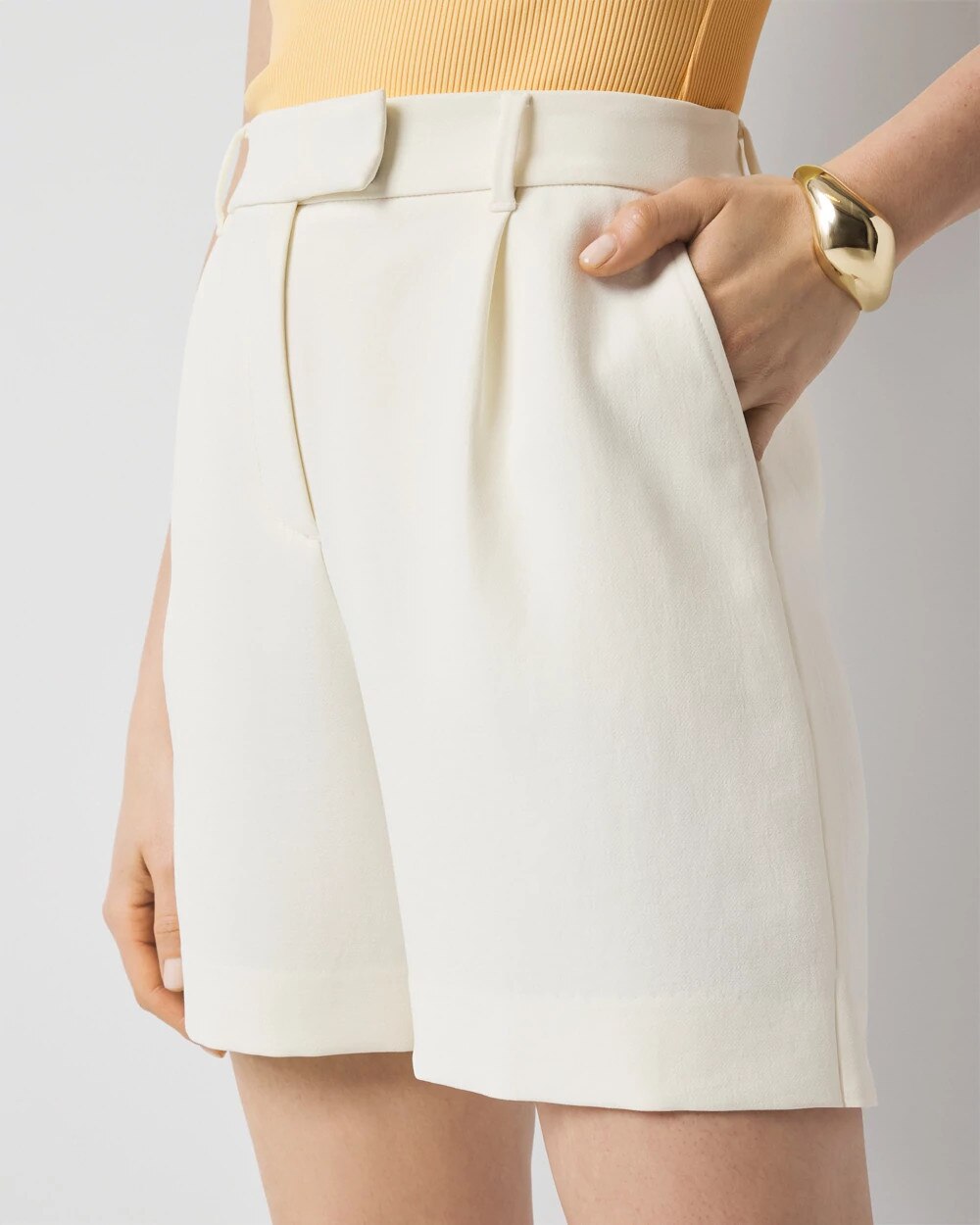 White House Black Market High-rise Tailored Shorts In Antique White