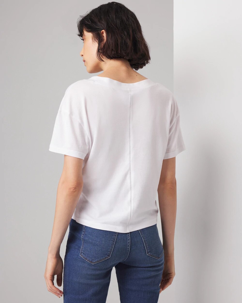 White House Black Market Cotton Modal High-rise Tee In White