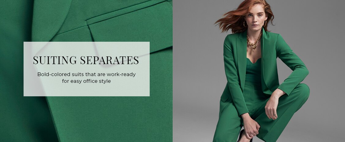 Suiting Separates. Bold-colored suits that are work-ready for easy office style.